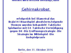 Teilnahmezertifikat Gehirnakrobat