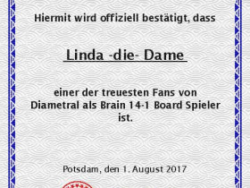 Urkunde Linda die Dame